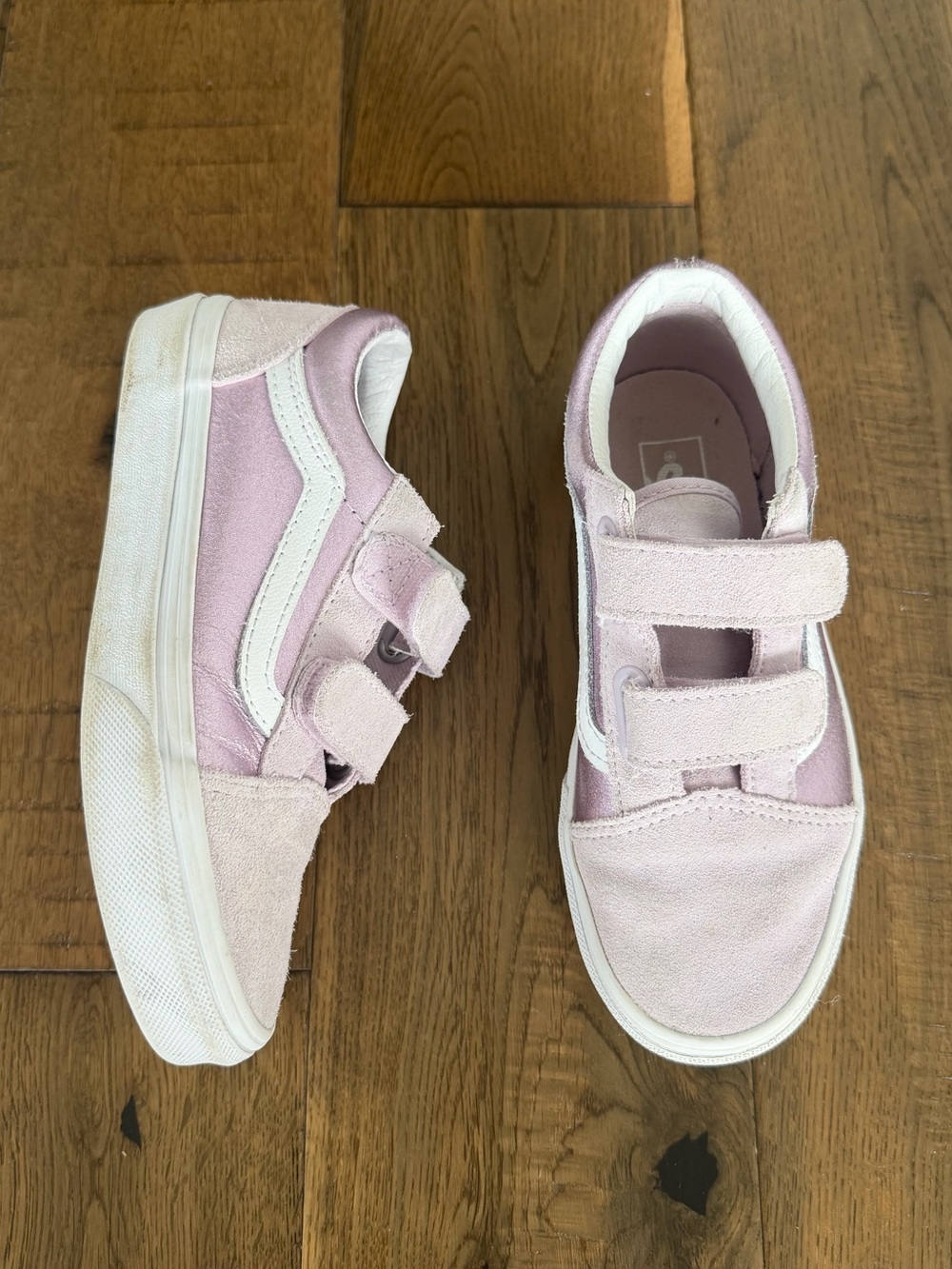 Girls Light Purple Velcro Vans Skate Sneakers big kid size 1